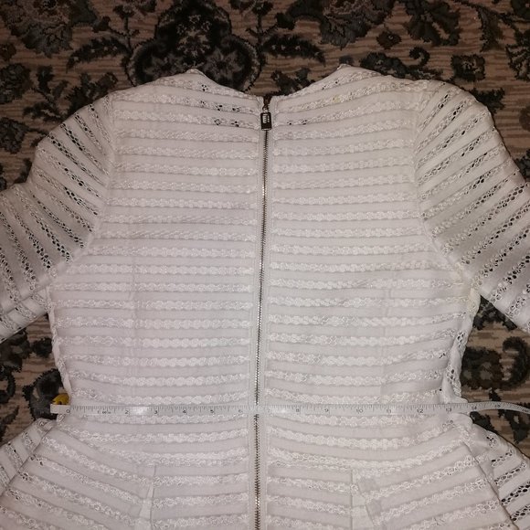 White Mesh A-Line Flared Midi Dress - Picture 3 of 9